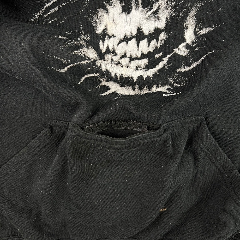 Y2K J. America Hoodie Mens XL Black Skull Grunge Built-in Koozie Streetwear Punk - Picture 6 of 7